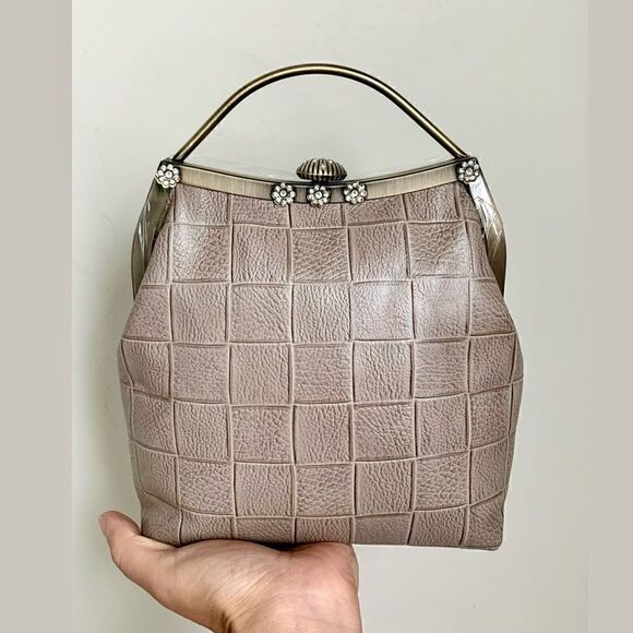 Handmade Genuine Embossed Leather Top Handle Bag & Castle Shaped Coin Purse Set - Picture 2 of 16